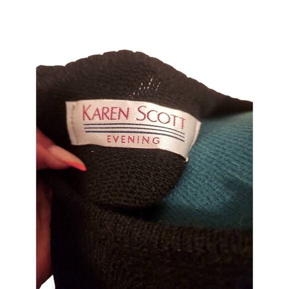 KAREN SCOTT Womens Silk Angora Rabbit Hair Lambswool Beaded Sweater Sz S Small - Picture 5 of 6